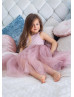 Empire Waist Mauve Pink Satin Tulle Flower Girl Dress